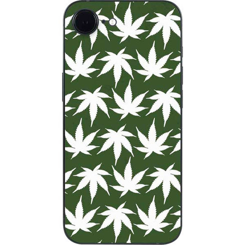 Marijuana Leaf White Pattern iPhone 16e Skin