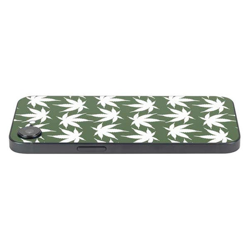 Marijuana Leaf White Pattern iPhone 16e Skin
