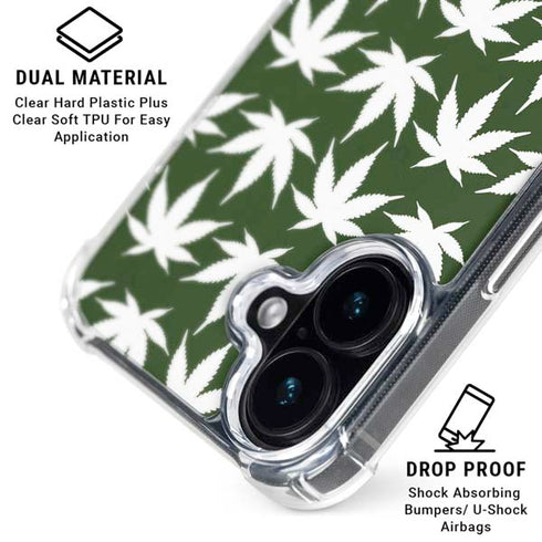 Marijuana Leaf White Pattern iPhone 17 Clear Case