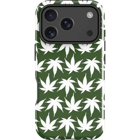 Marijuana Leaf White Pattern iPhone 18 Pro Impact Case