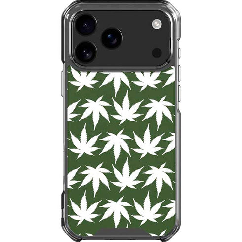 Marijuana Leaf White Pattern iPhone 18 Pro Max Clear Case