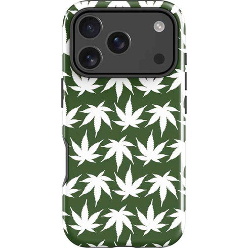 Marijuana Leaf White Pattern iPhone 18 Pro Max Impact Case