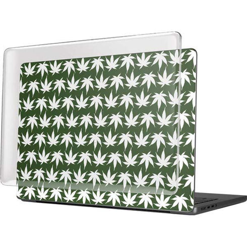 Marijuana Leaf White Pattern MacBook Pro 14in (2021-24) Case plus Skin