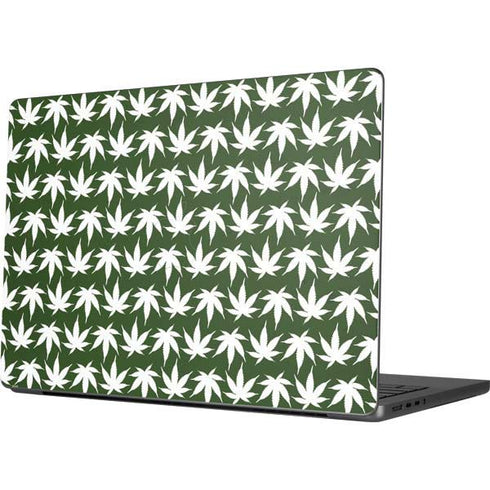 Marijuana Leaf White Pattern Apple MacBook Pro 14-inch Skin
