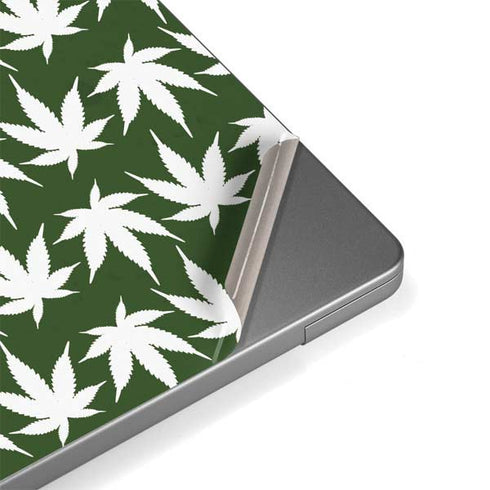 Marijuana Leaf White Pattern Apple MacBook Pro 14-inch Skin