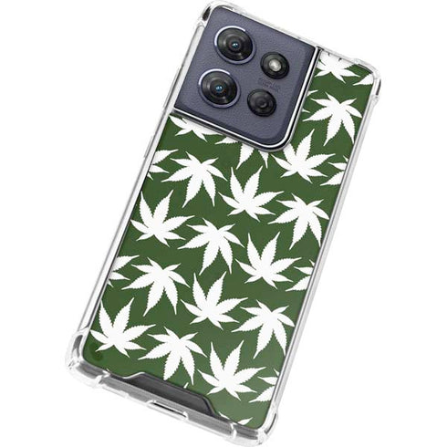 Marijuana Leaf White Pattern Moto G 5G (2025) Clear Case