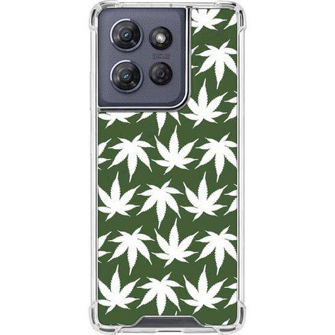 Marijuana Leaf White Pattern Moto G Play 5G (2025) Clear Case