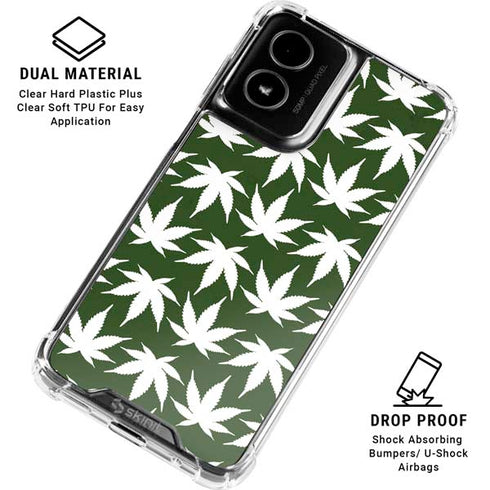Marijuana Leaf White Pattern Moto G Power 5G (2024) Clear Case