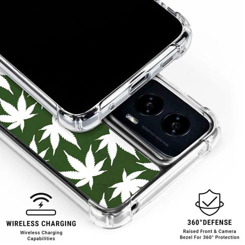 Marijuana Leaf White Pattern Moto G Power 5G (2024) Clear Case