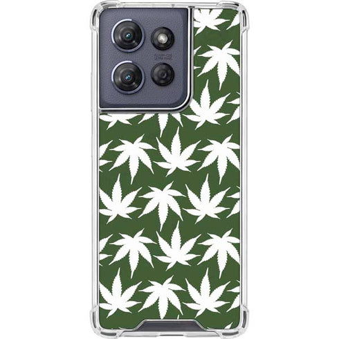 Marijuana Leaf White Pattern Moto G Power 5G (2025) Clear Case