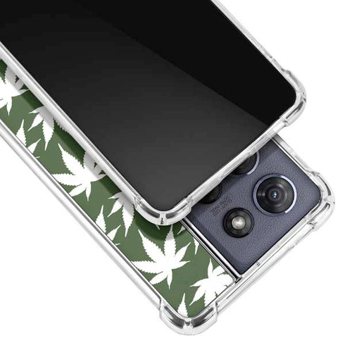 Marijuana Leaf White Pattern Moto G Stylus 5G (2025) Clear Case