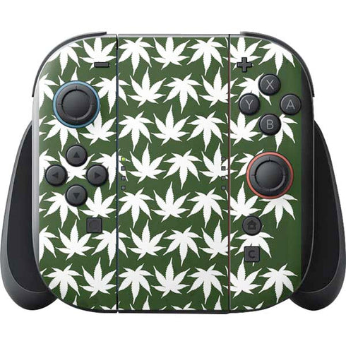 Marijuana Leaf White Pattern Nintendo Switch 2 (2025) with Joy-Con Skin