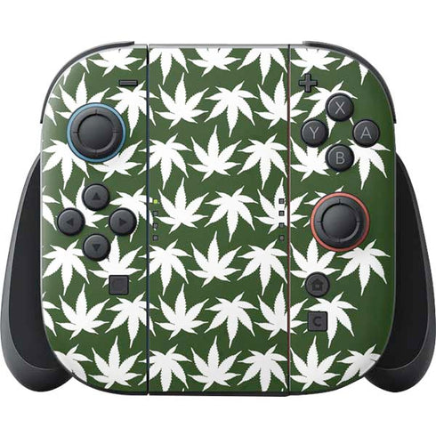 Marijuana Leaf White Pattern Nintendo Switch 2 (2025) Joy-Con Controller Skin