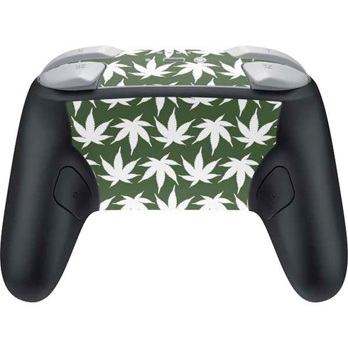 Marijuana Leaf White Pattern Nintendo Switch 2 (2025) Pro Controller Skin