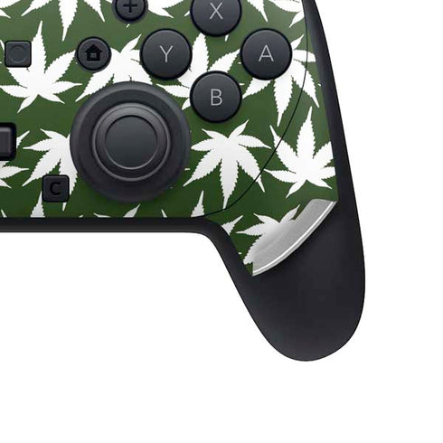 Marijuana Leaf White Pattern Nintendo Switch 2 (2025) Pro Controller Skin