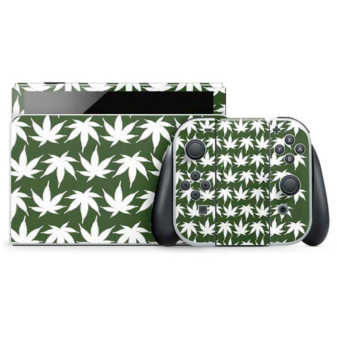 Marijuana Leaf White Pattern Nintendo Skins