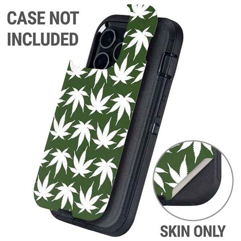 Marijuana Leaf White Pattern Otterbox Defender iPhone Skin