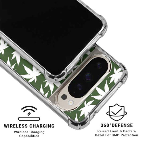Marijuana Leaf White Pattern Pixel 9/9 Pro Clear Case