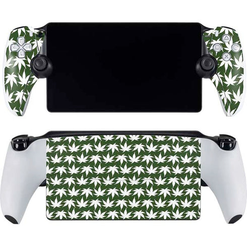 Marijuana Leaf White Pattern PlayStation PS5 Skins