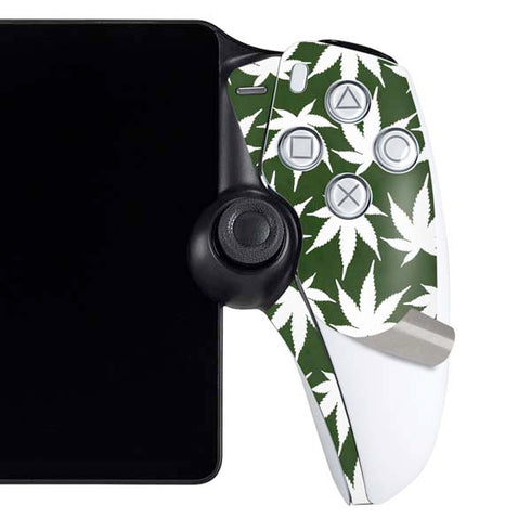 Marijuana Leaf White Pattern PlayStation Portal Remote Player Skin