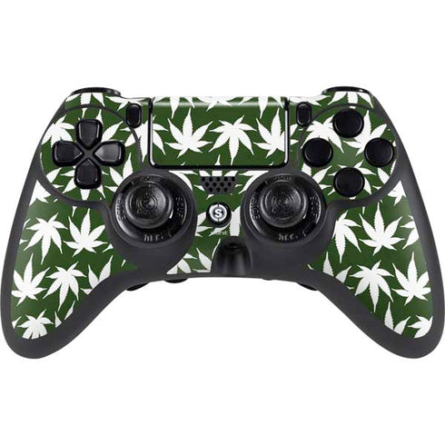 Marijuana Leaf White Pattern PlayStation PS4 Skins
