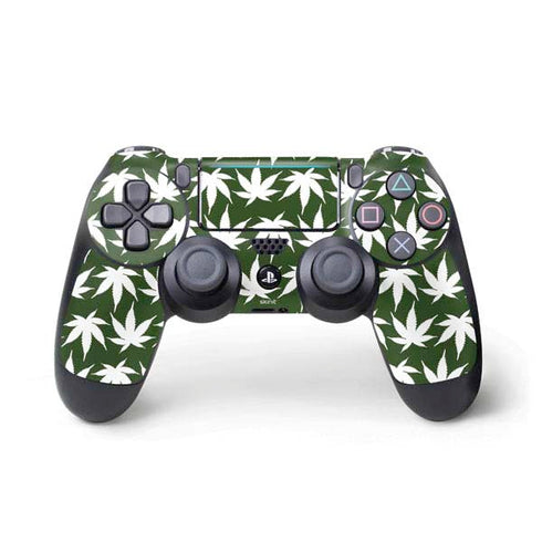 Marijuana Leaf White Pattern PlayStation PS4 Skins