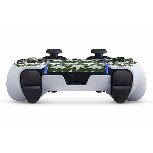 Marijuana Leaf White Pattern PS5 DualSense Edge Pro Controller Skin