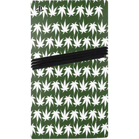 Marijuana Leaf White Pattern PS5 Pro Bundle Skin