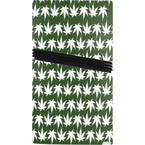 Marijuana Leaf White Pattern PS5 Pro Console Skin
