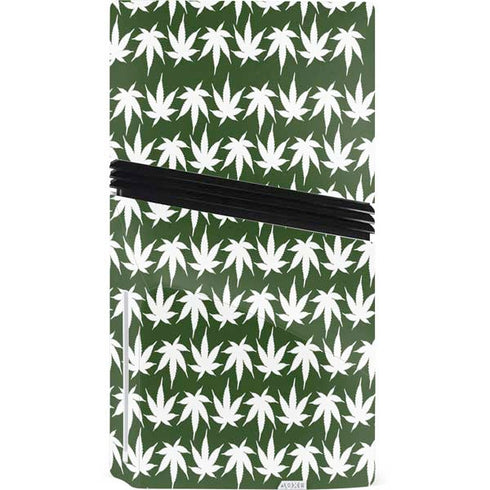 Marijuana Leaf White Pattern PS5 Pro Disk Console Skin