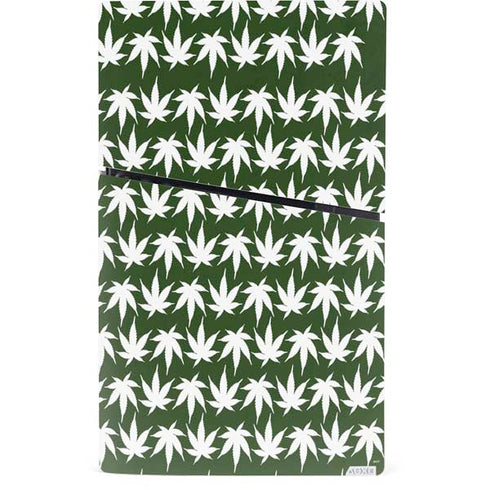 Marijuana Leaf White Pattern PS5 Slim Digital Edition Console Skin