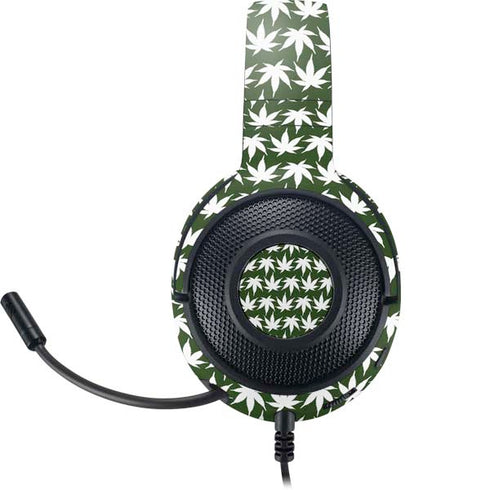 Marijuana Leaf White Pattern Razer Kraken X Skin