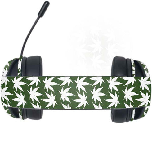 Marijuana Leaf White Pattern Razer Kraken X Skin