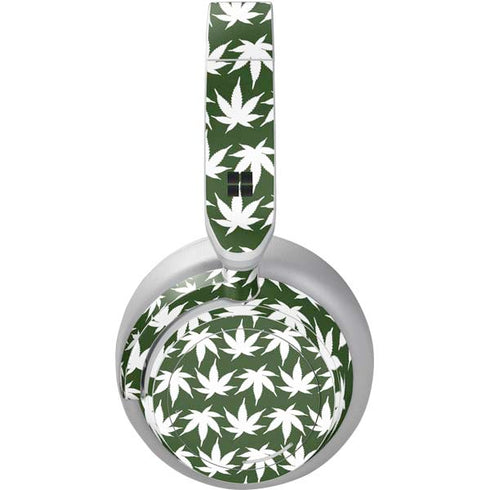 Marijuana Leaf White Pattern Surface Headphones Skin