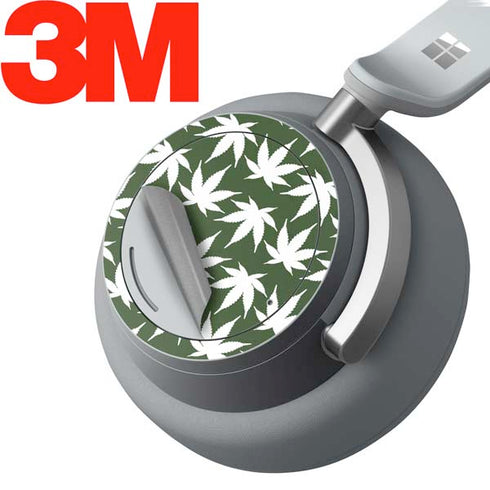 Marijuana Leaf White Pattern Surface Headphones Skin