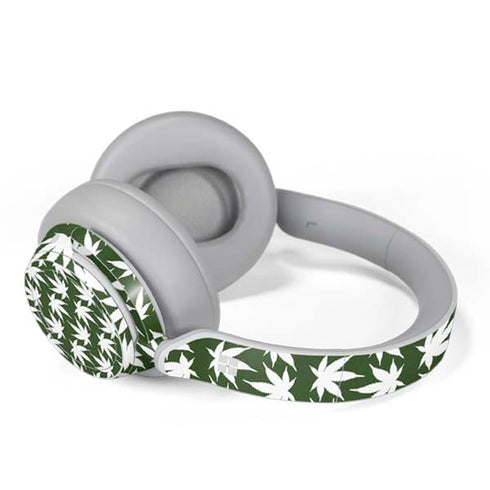 Marijuana Leaf White Pattern Surface Headphones Skin