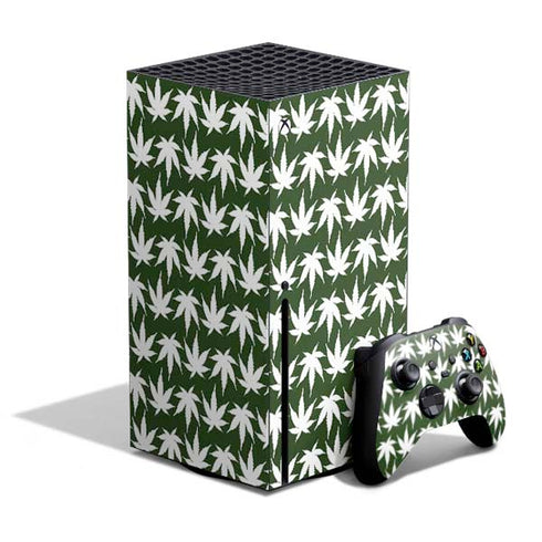 Marijuana Leaf White Pattern Xbox Series X Bundle Skin