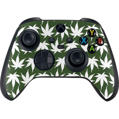 Marijuana Leaf White Pattern Xbox Series X Bundle Skin