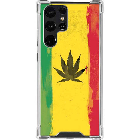 Marijuana Rasta Distressed Galaxy S23 Ultra Clear Case