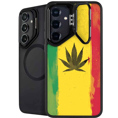 Marijuana Rasta Distressed Galaxy S24 FE Kickstand Case