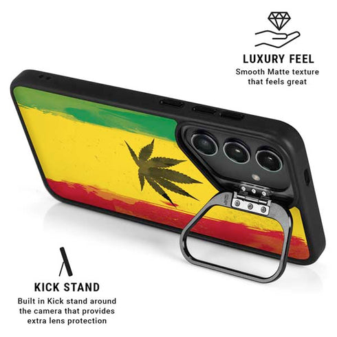 Marijuana Rasta Distressed Galaxy S24 FE Kickstand Case