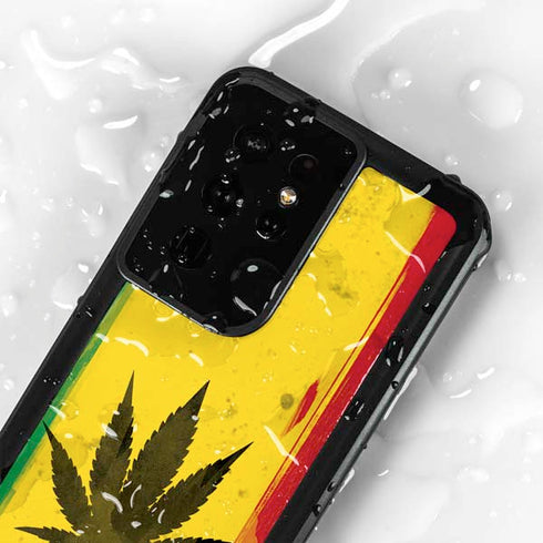 Marijuana Rasta Distressed Galaxy S24 Ultra Waterproof Case