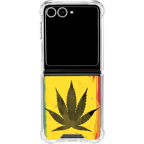 Marijuana Rasta Distressed Galaxy Z Flip7 Clear Case