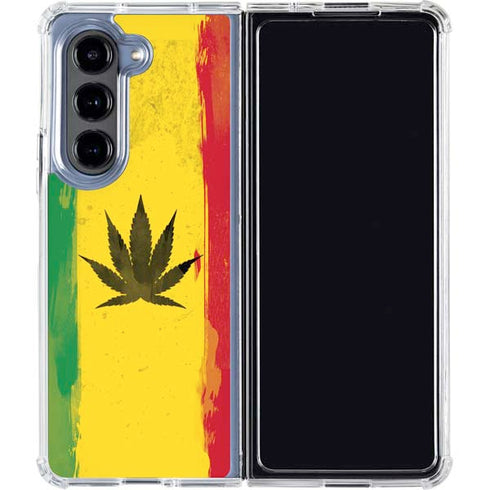 Marijuana Rasta Distressed Galaxy Z Fold5 5G Clear Case