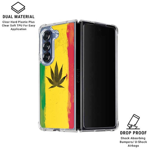 Marijuana Rasta Distressed Galaxy Z Fold6 Clear Case