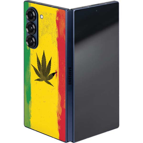 Marijuana Rasta Distressed Galaxy Z Fold6 Skin