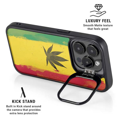 Marijuana Rasta Distressed iPhone 14 Pro Max Kickstand Case