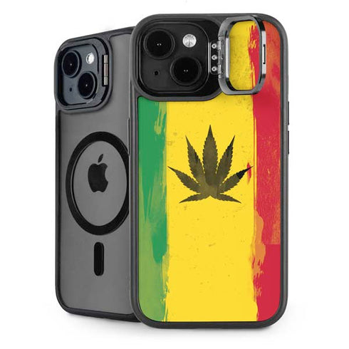 Marijuana Rasta Distressed iPhone 15 Kickstand Case