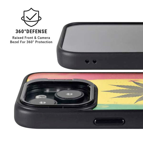 Marijuana Rasta Distressed iPhone 15 Kickstand Case