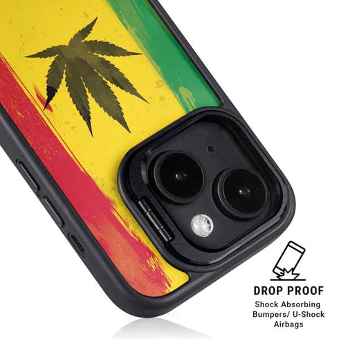 Marijuana Rasta Distressed iPhone 15 Kickstand Case